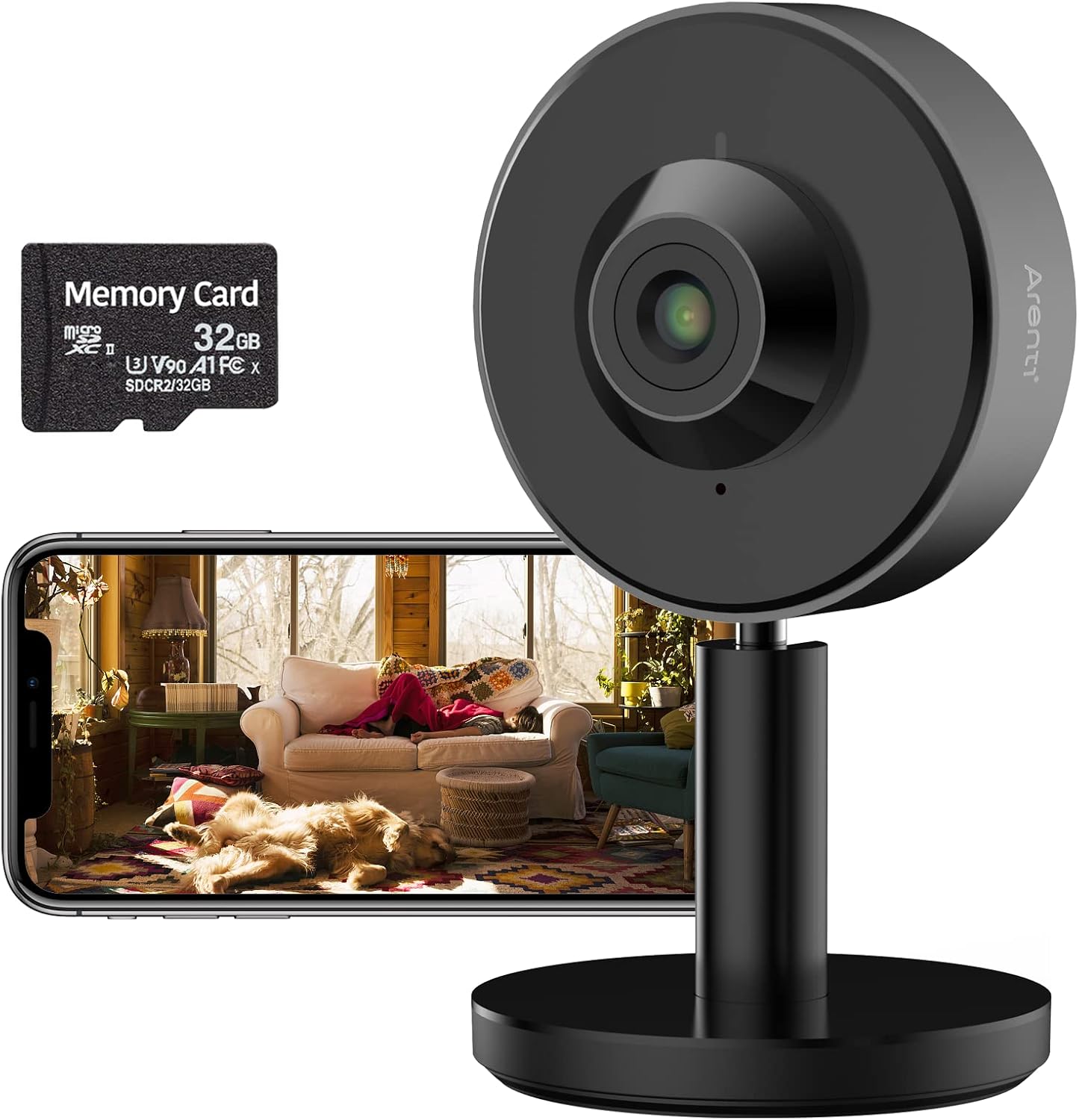 ARENTI 2K 5ghz WiFi Camera(32G SD Card), INDOOR1S Security Camera with Mobile App, AI-Powered Human Motion Detection, Night Vision, Privacy Mode, Two-Way Audio, Work with Alexa & Google