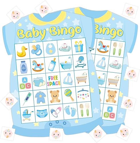 Juegos de bingo para baby shower, para niños de 24 invitados, bingo para recién nacidos, para baby shower, fiesta de cumpleaños, suministros de