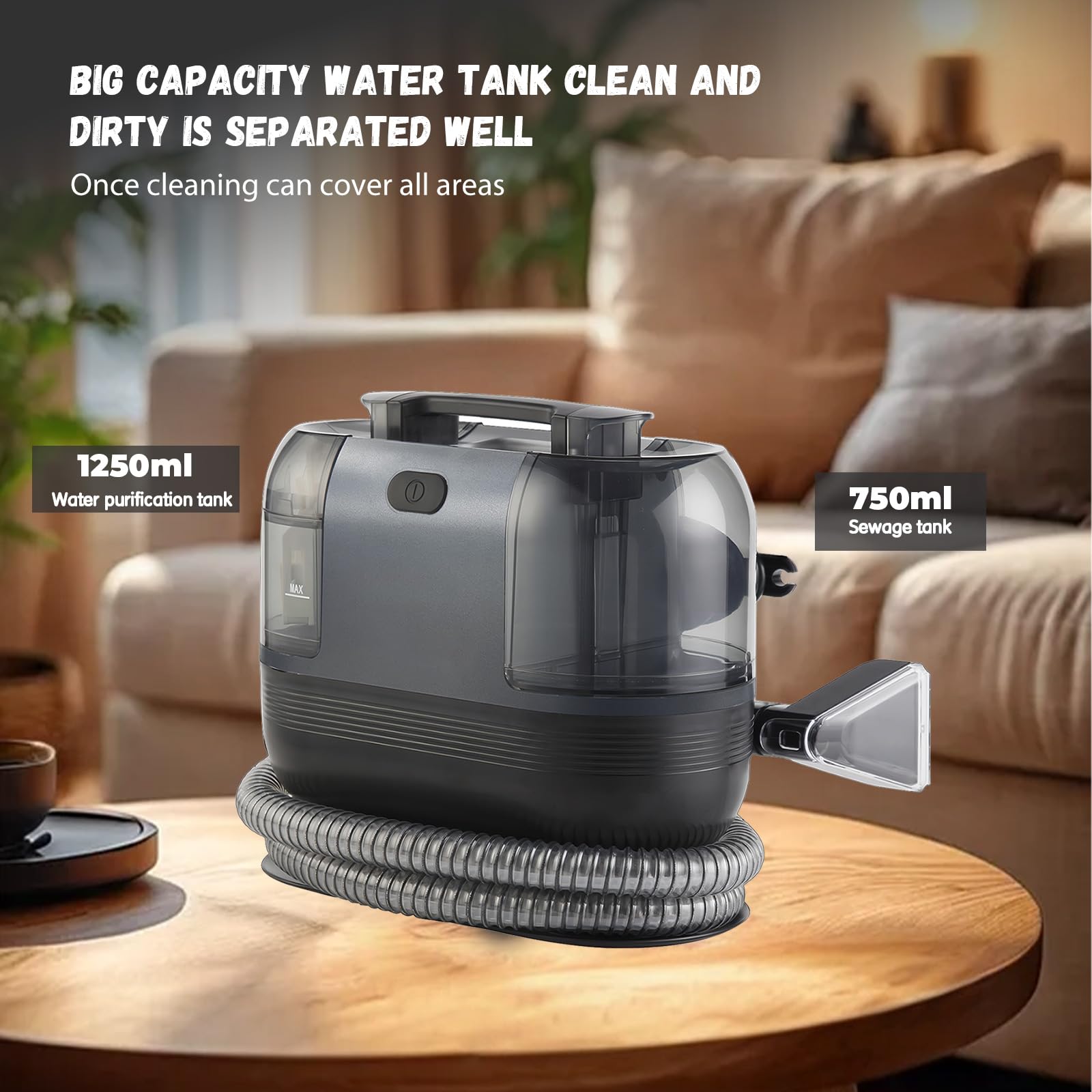 Dispositivo De Limpieza Para Tejidos Y Moquetas, 15 Kpa, 1500 W Gran Potencia, Shampinosa Inyector-Extractor,Limpiador De Alfombras Portátiles, Adecuado Para Alfombras Y Interiores De Coche