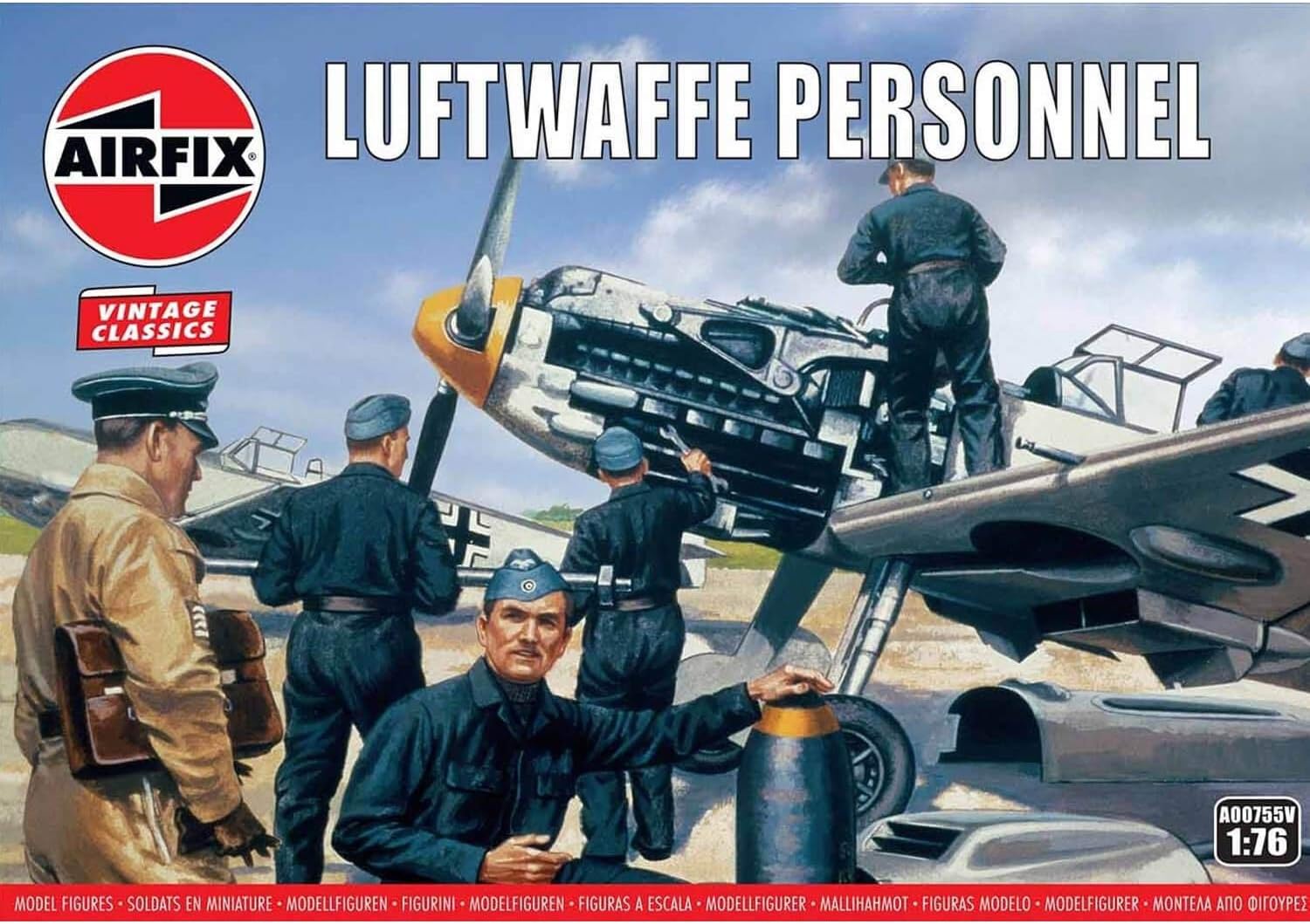 Model Figures Set - A00755V Luftwaffe Personnel - Model Building Kit Accessories, Plastic Model Kits for Adults & Children 8+, Set Includes 46 Unpainted Figures - Accessory for Dioramas