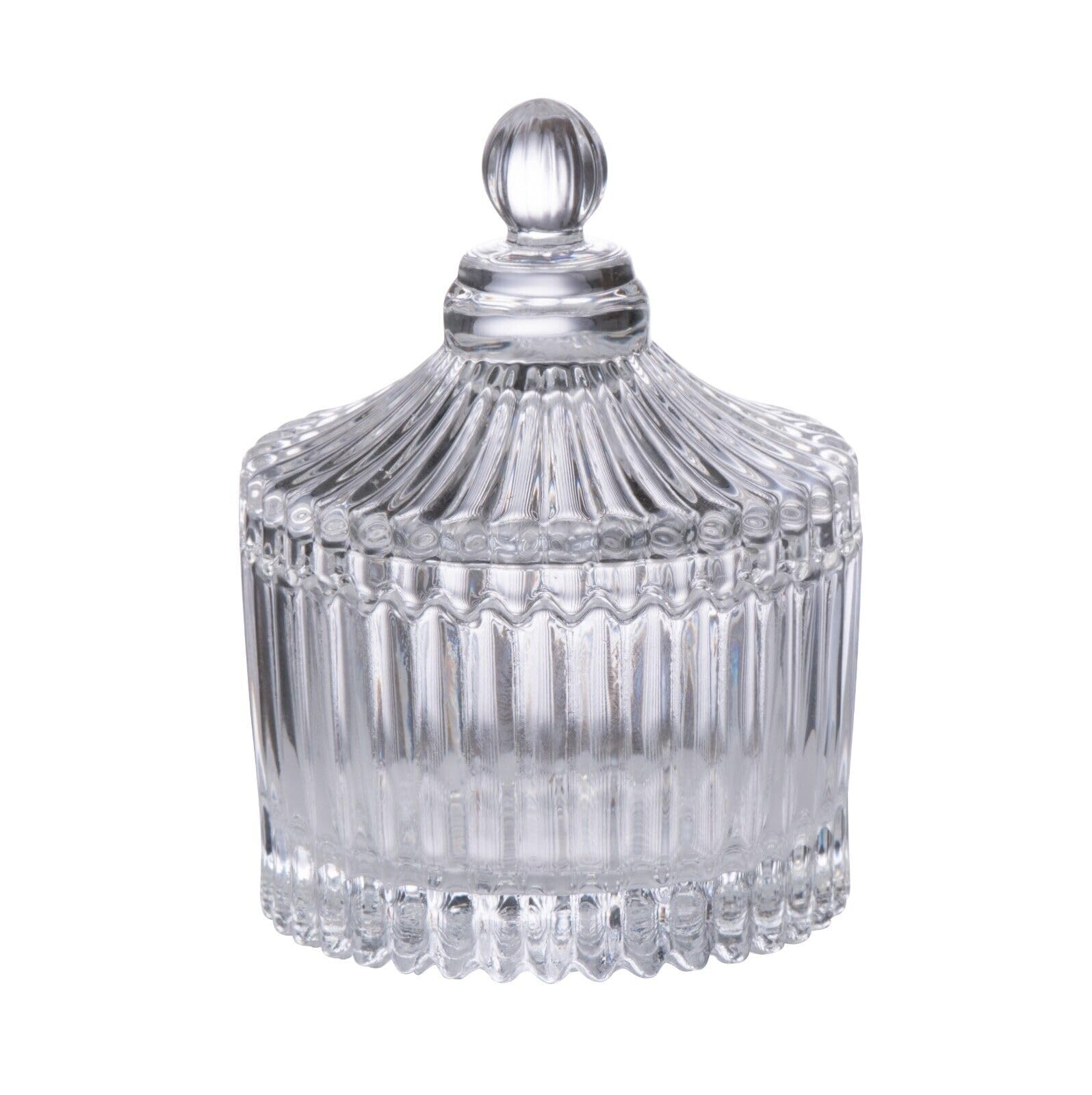Urbnliving Transparent Alpina Glass Candy Sweets Chocolates Cookies Jellies Nibbles Snacks Jar With Lid (Small)