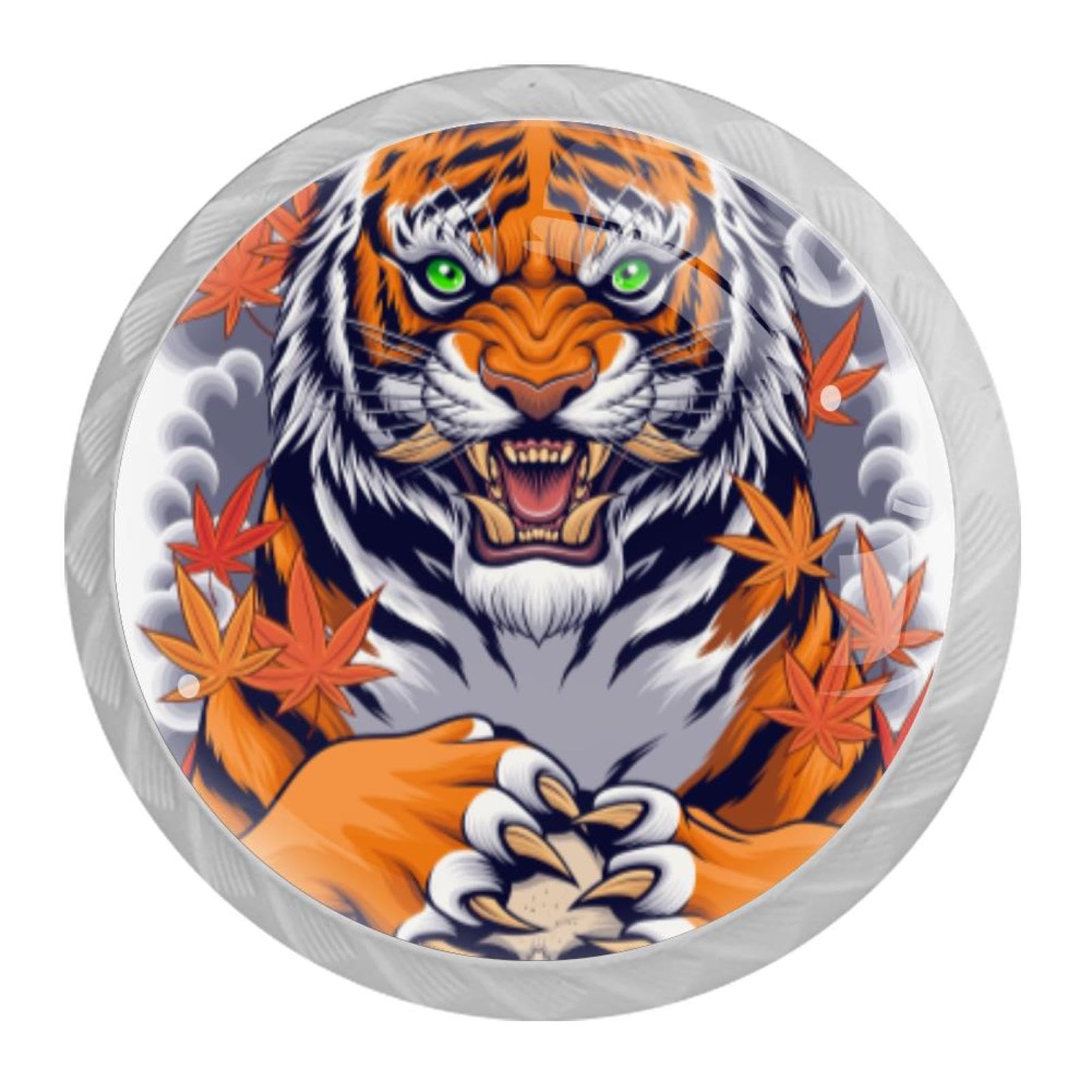 Tqmspg 4 Pieces Drawer Pulls Tiger Door Knobs Dresser Handles for Kitchen Wardrobe Cupboard Hardware Furniture