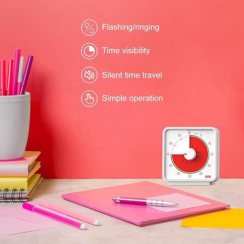 Miniatura 4 de Conchstar Temporizador visual de 60 minutos para niños, temporizador de cuenta regresiva para aula y cocina, temporizador de escritorio para