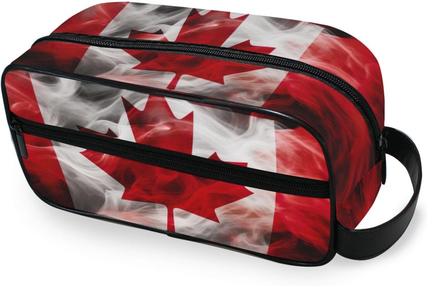 ODAWA Trousse de toilette unisexe à suspendre pour accessoires de toilette, Drapeau canadien, one size