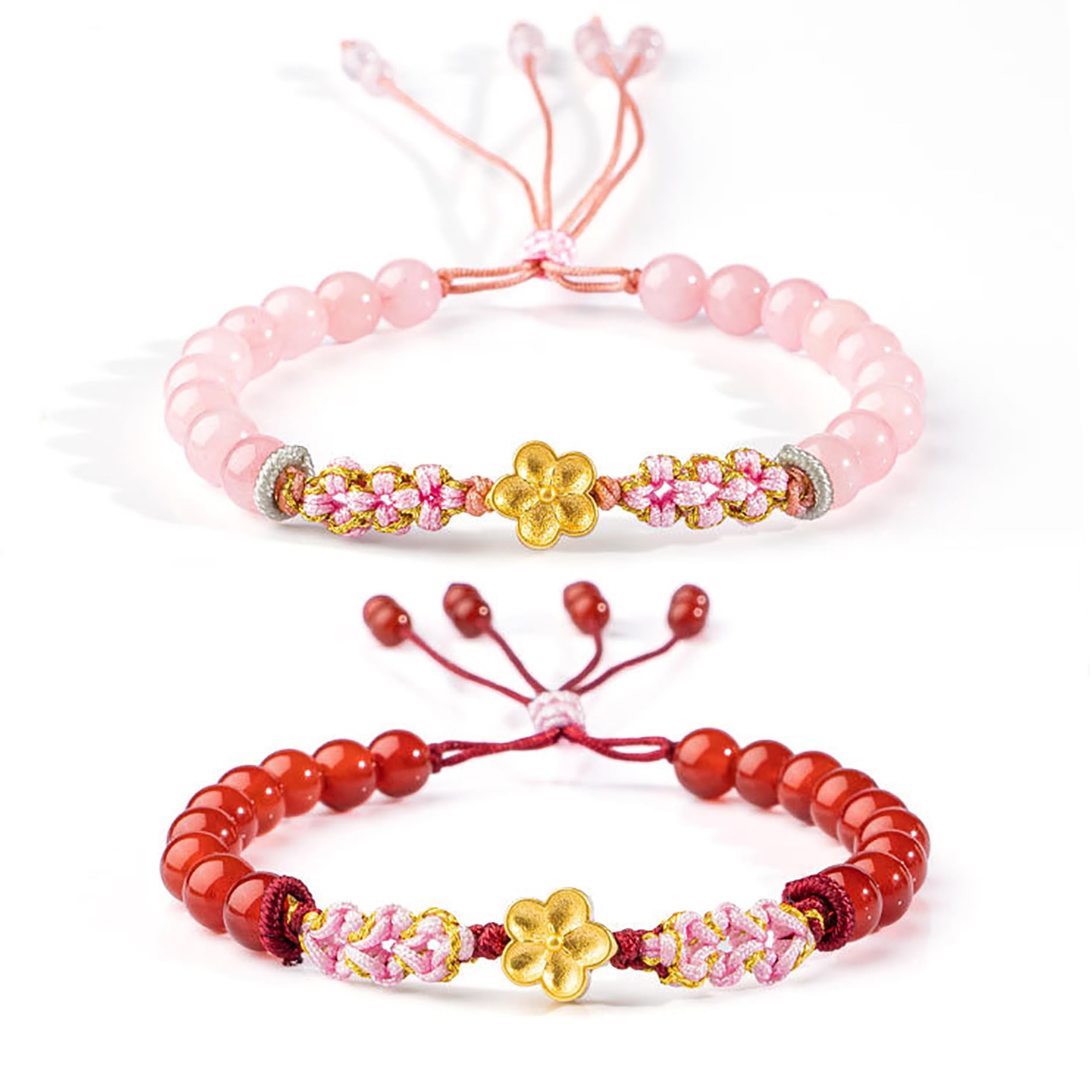 Kristall-Armband, Feng Shui, Reichtumsarmband, natürliches Chakra-Edelstein-Armband, reines Silber, Blumen-Charm, Pfirsichblüten-Achat/Rosenquarz-Armreif, Urlaubsschmuck, Talisman, Geld, Liebe/2178