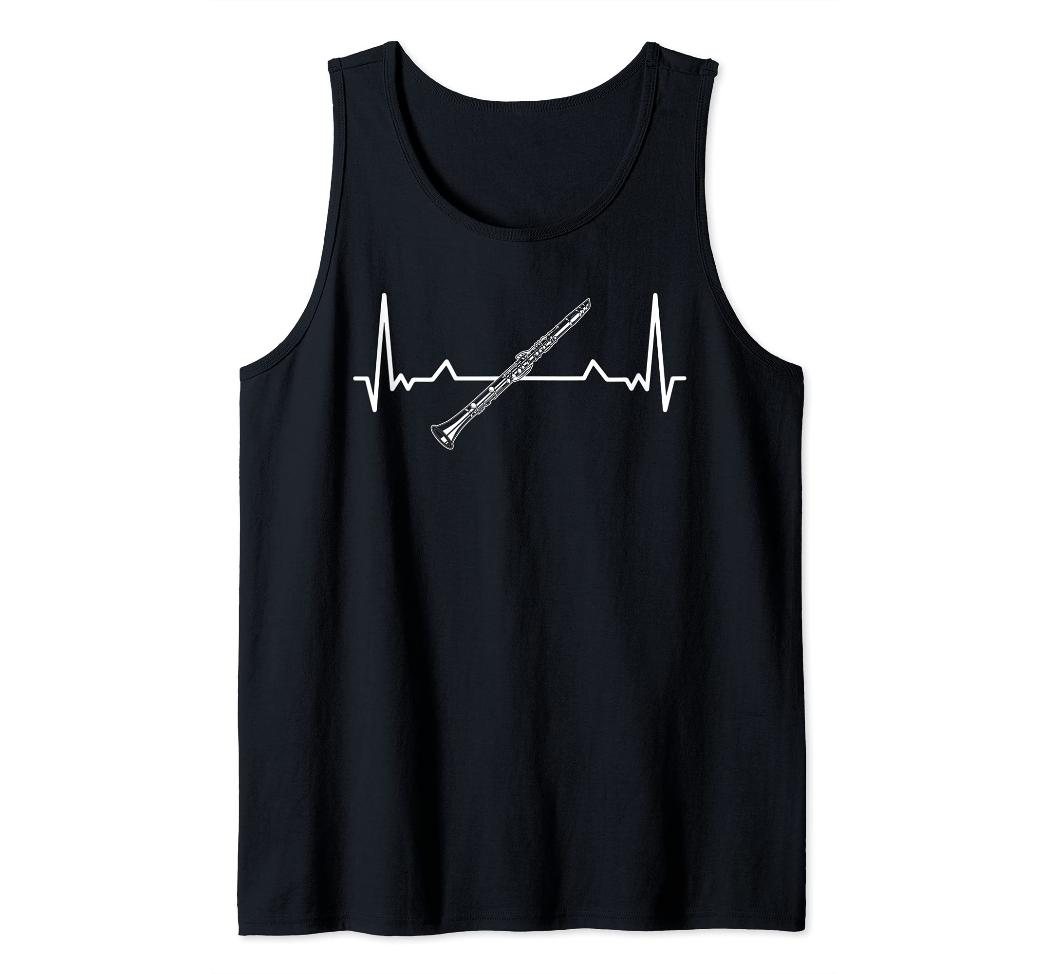 Clarinet Heartbeat Musicians Musical Instrument I Clarinet Tank Top, Black