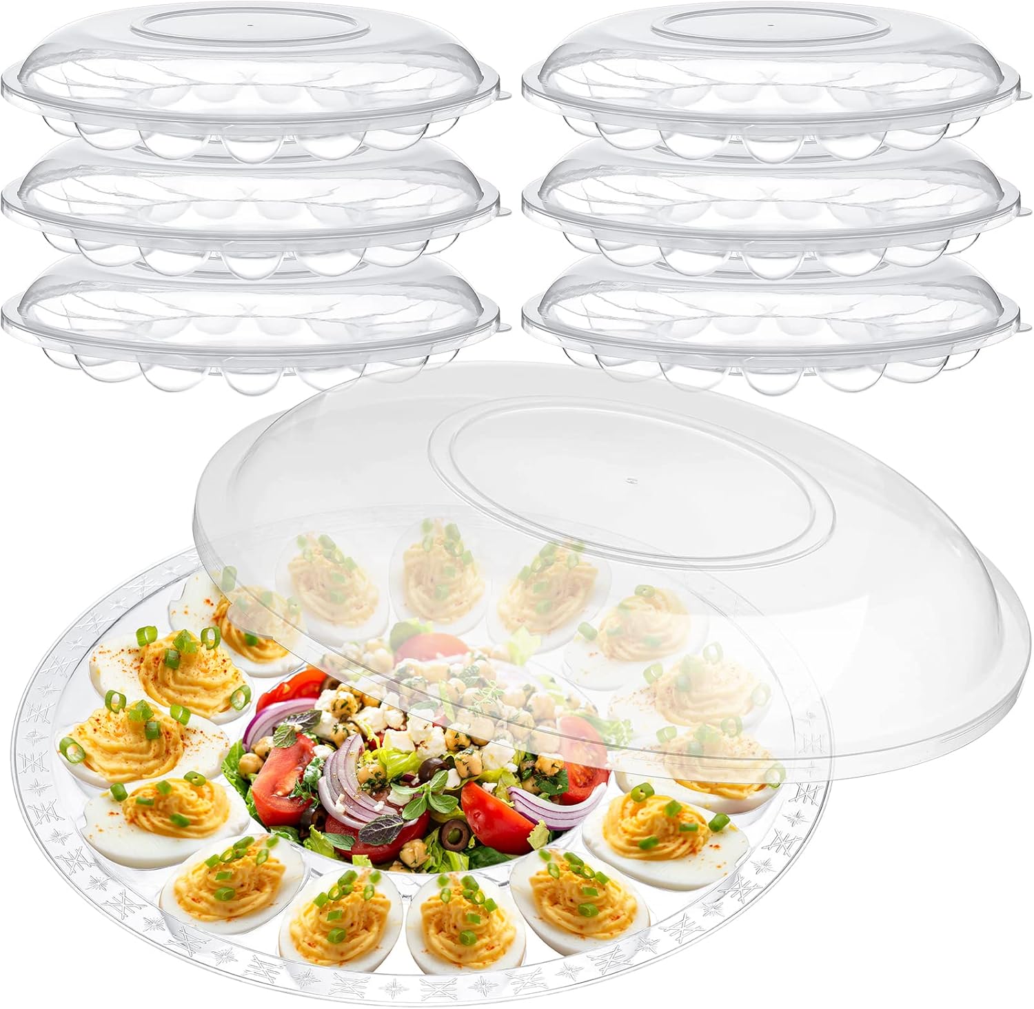Shellwei Deviled Egg Tray with Lid 12 Inch Round Egg