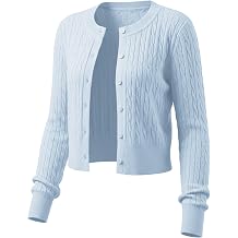 LETDIOSTO Womens Lightweight,Micro-Cable Cropped Cardigan Sweaters XS-XL