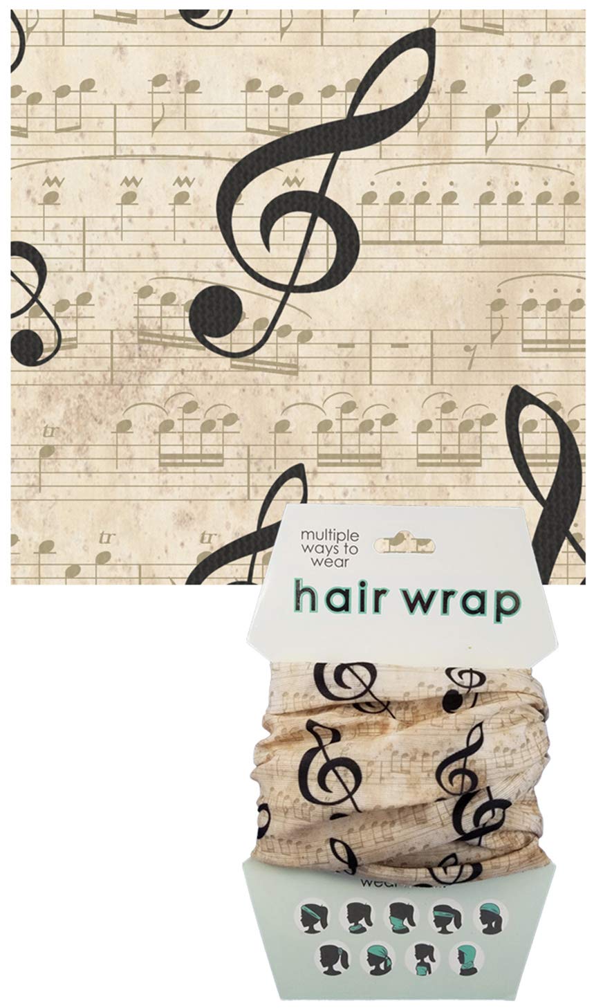 Spoontiques Music Hair Wrap - Multifunctional Bandanna, Headband, Hair Tie, Gaiter, and Scarf