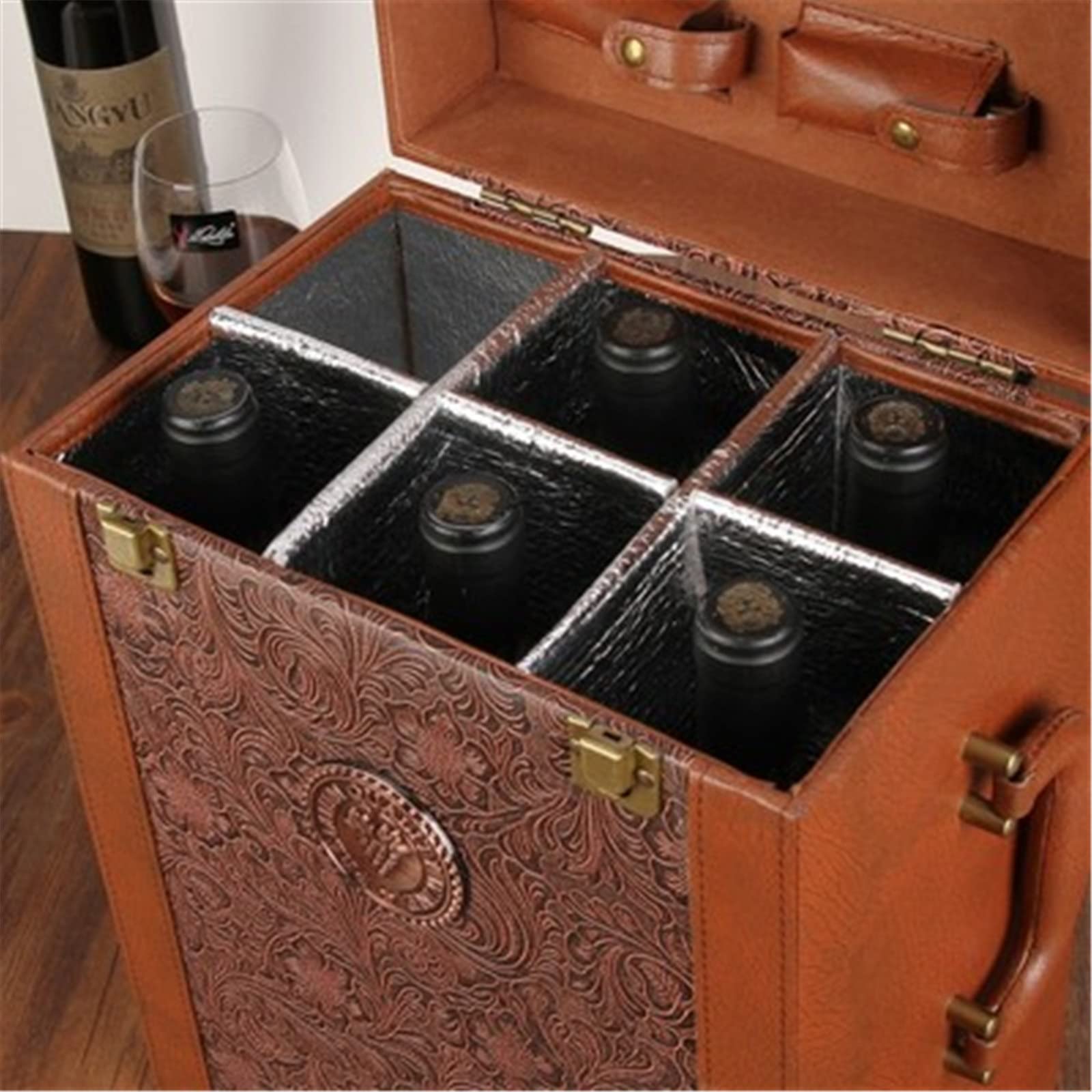 Boîte à vinCoffret Cadeau vin rougeÉtui en Cuir for vinRouge pour Home Bar Decor