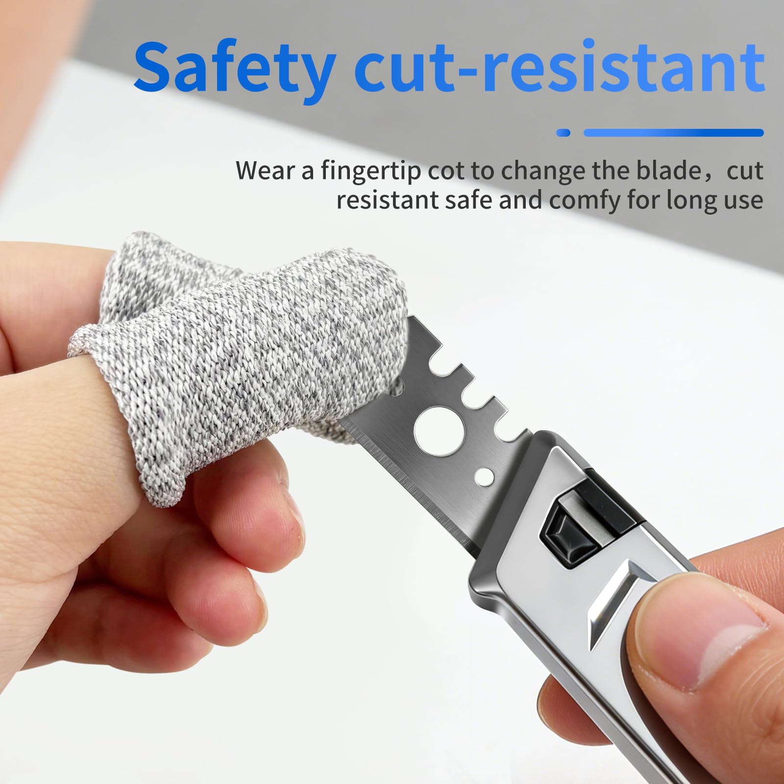 Lame per Cutter Trapezoidali 52mm - Set da 20 Lame Trapezoidali di Ricambio per Cutter con 2 Protezione per Dito, Adatto per Tagliare Tappeti, Plastica, Cuoio e Cartone, Perfetto per Uso Domestico