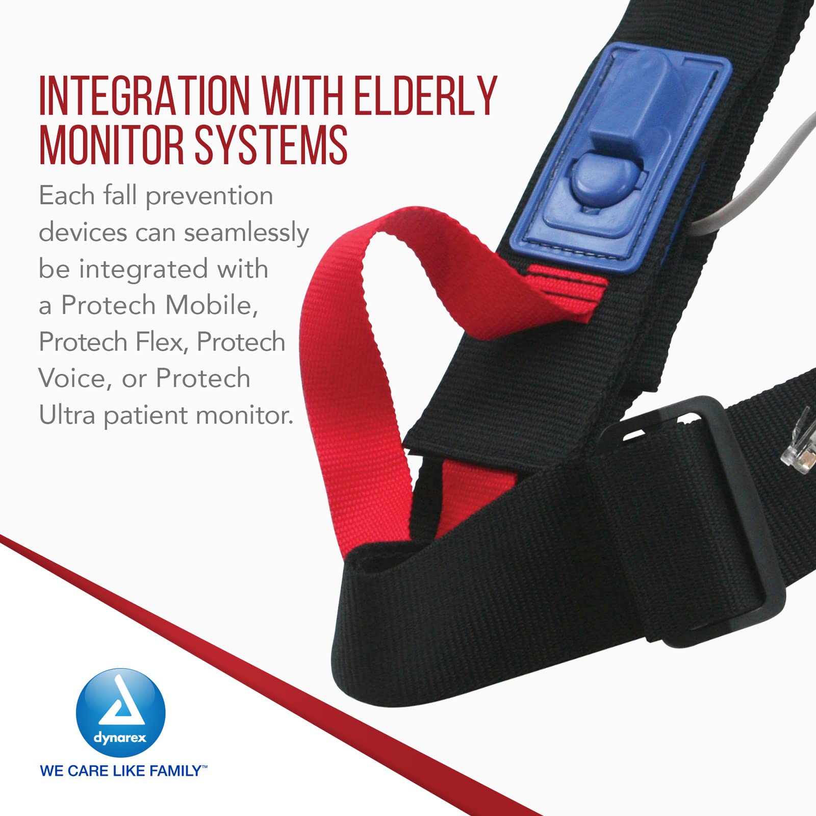 Dynarex Chair Alarm Seatbelts - Hook & Loop Wheelchair Belt for Monitoring - Chair Alarms and Fall Prevention for Elderly Patients - Compatible with Protech Monitor Devices