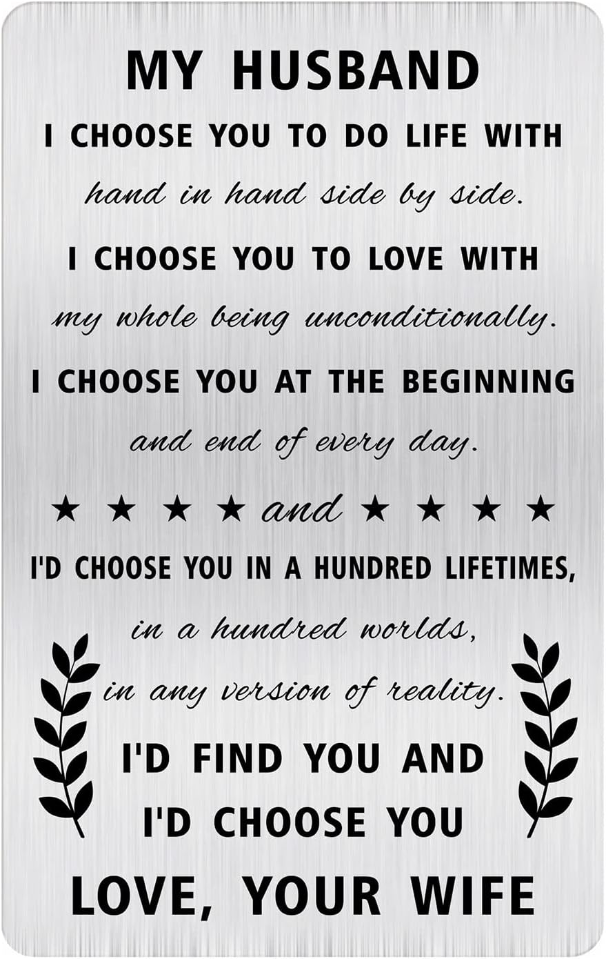 Romantic Gifts for Husband, Wedding Anniversary Card from Wife, Groom Gift from Bride on Wedding Day, Christmas & Birthday Gift for Husband, Fathers Day Card from Wife, Valentines Day Card for Him, To My Men Wallet Insert