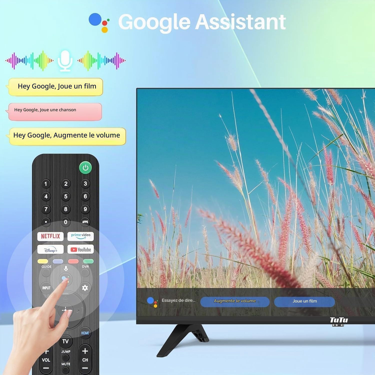 TuTu TUS32HD1A Téléviseur 32 Pouces (80 cm), Android Smart TV avec WiFi, Bluetooth, App Store, Chromecast, Triple Tuner (DVB-T/T2, DVB-C, DVB-S/S2), Molotov et Plus