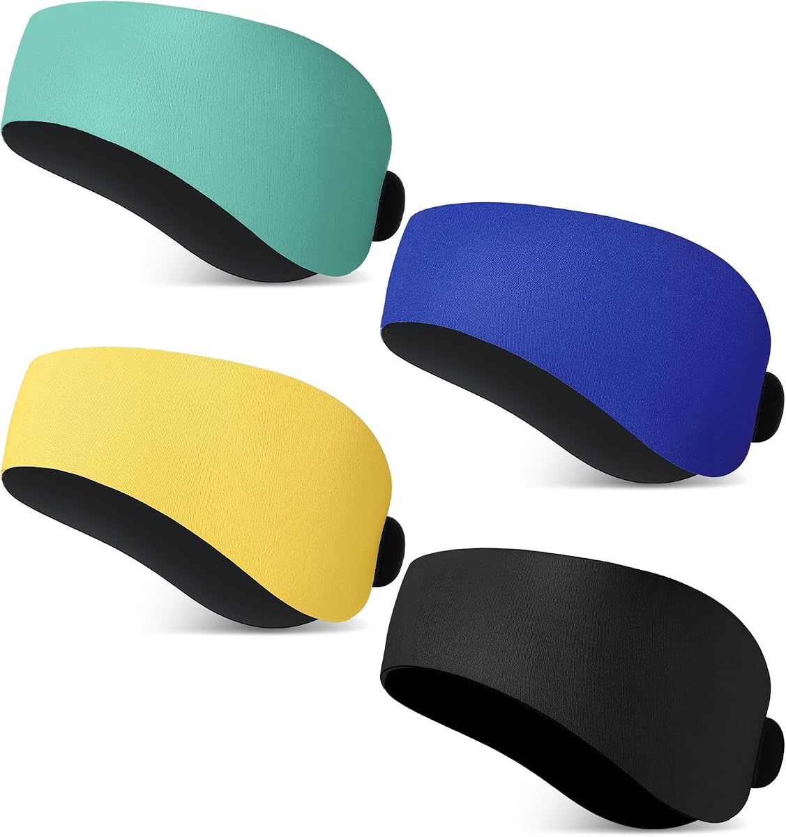 Lunmon 4 Pieces Swimming Headbands Waterproof Safety Earplugs for Adults Colorful Water Headbands Adjustable Swimming Ear Band Protectors for Pool Surfing Diving Showering Water Sports (Classic Color)