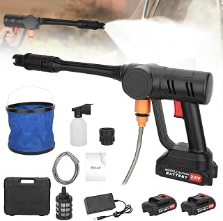 Calager Cordless Power Washer,21V Battery Powered Portable Pressure Washer Gun,300W 725PSI High Pressure Cleaner Jet Car Washer Gun with 2 Batteries,3L/min for Car Fence Floor Cleaning Watering