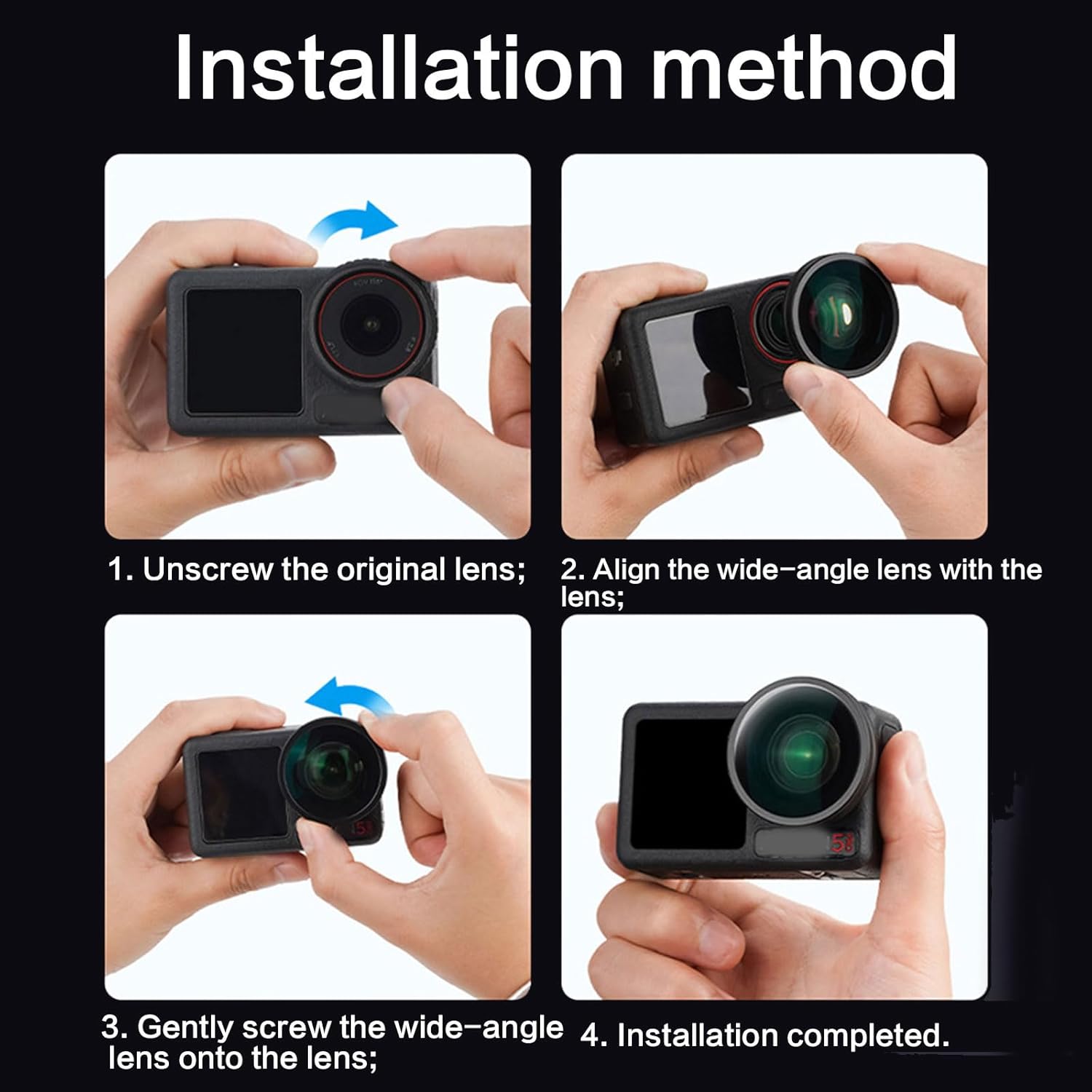 Action Camera Lens Double Layer Coating and Threaded Mount for Action 5 Secure Camera Lens Accessories