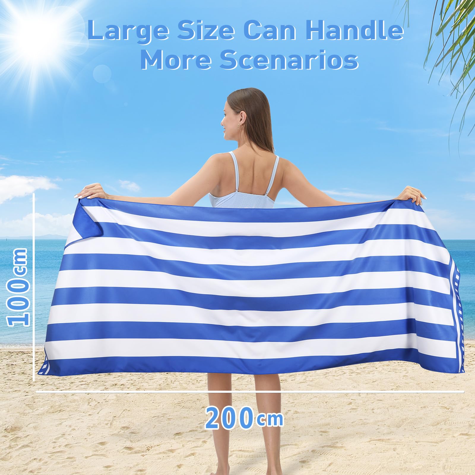 Vortix Telo Mare xxl 200 x 100 cm, Asciugamano Grande In Microfibra Ad Asciugatura Rapida, Telo Bagno Senza Sabbia, Coperta Da Spiaggia Donna (blu scuro)