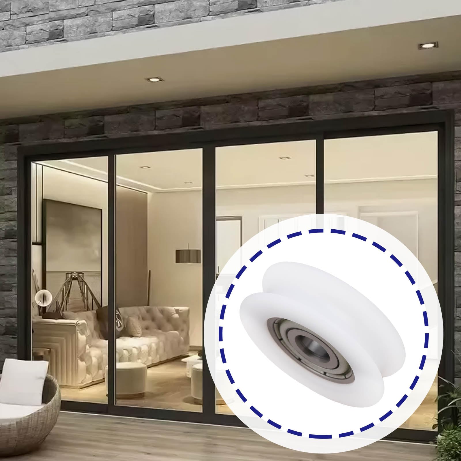 4 szt. koło z łożyskami kulkowymi HU-0524-7 625ZZ do drzwi mobilnych przesuwnych szklanych drzwi 5 x 24 x 7 mm białe