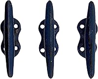 Vista 1 de Wowser Ganchos de pared de hierro fundido azul náutico, 3.5 pulgadas, juego de 3