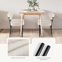 Vista 5 de Sweetcrispy Dining Chairs Set of 2, Boucle Upholstered Modern Mid Century Round Kitchen Chairs with Curved Backrest & Metal Legs for Vanity, Living