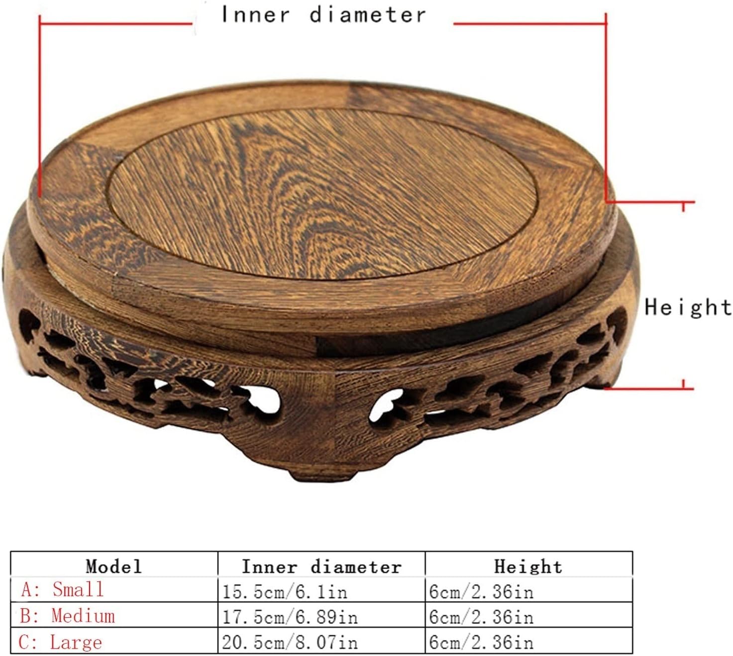 BABETT Bonsai Pedestal Vase Pedestal Stands Round Base Stone Incense Burner Vase Bonsai Base Potted Flower Stand Buddha Statue Display Stand Planter Stand Plant Holder (Size : Medium)
