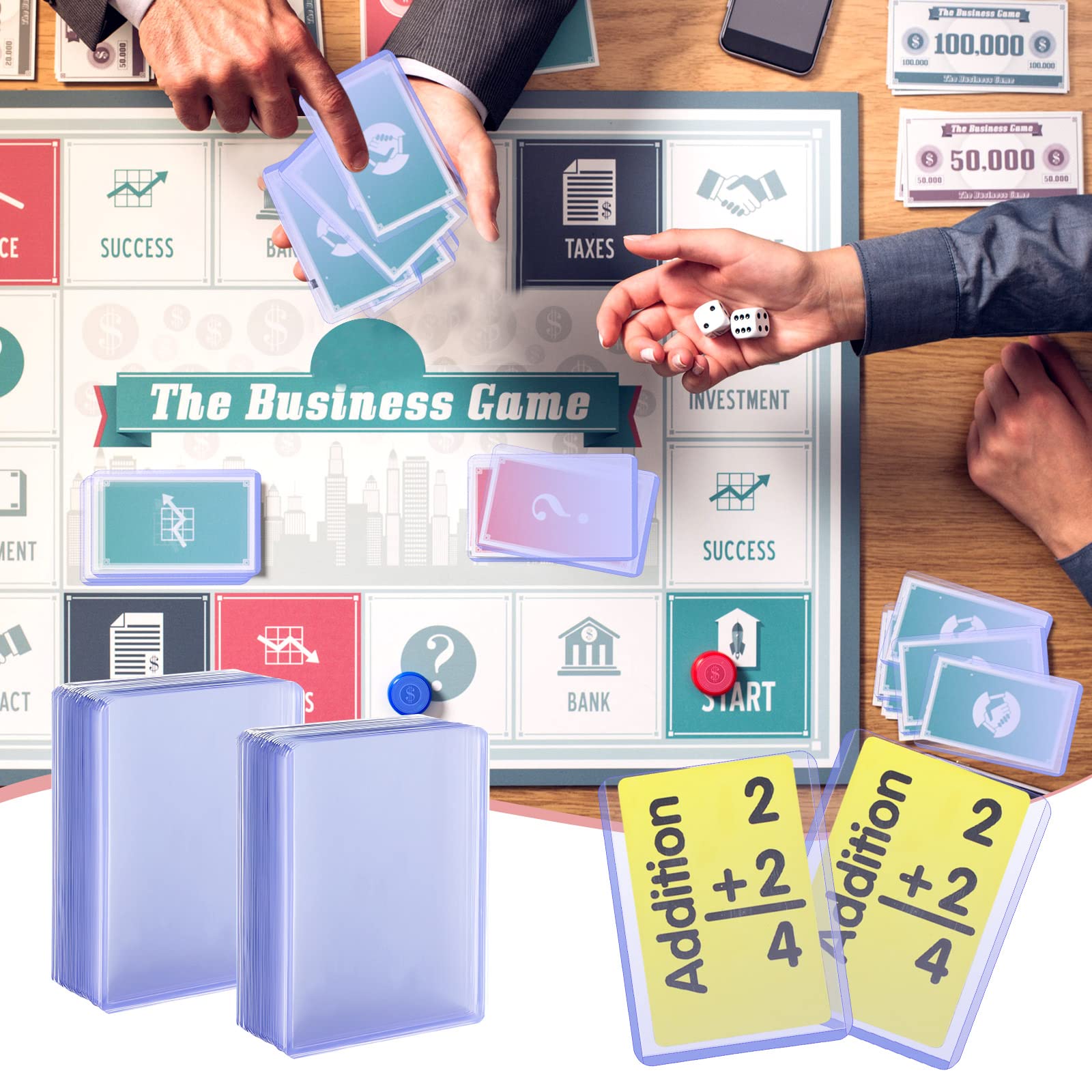 550 Pieces Card Sleeves Hard Card Sleeves Holder Clear Protective Card Holders Plastic Card Protector Holders for Baseball Card, Sports Cards, Trading Card, Game Card, 3 x 4 Inches