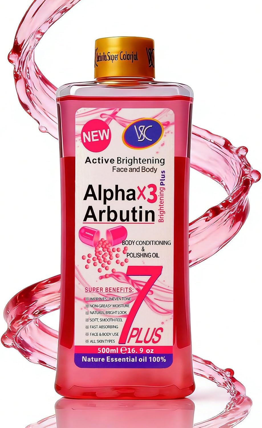 Alpha Arbutin Face & Body Oil 1000ml – Lightweight Moisturizing Formula for Even-Looking Skin – Fast Absorbing Daily Care – Sensitive Skin Friendly (Alpha Arbutin 500ml)