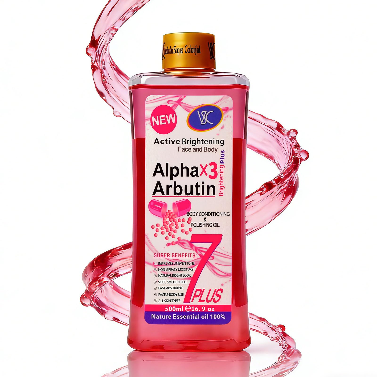 Alpha Arbutin Face & Body Oil 1000ml – Lightweight Moisturizing Formula for Even-Looking Skin – Fast Absorbing Daily Care – Sensitive Skin Friendly (Alpha Arbutin 500ml)