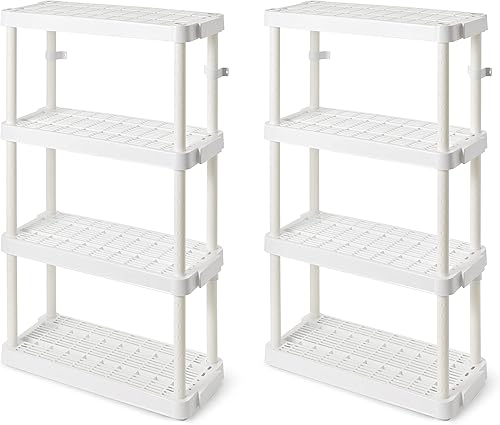 Miniatura 10 de Gracious Living Estantería de servicio mediano ventilada ajustable de 4 estantes de 14 x 32 x 54.5 pulgadas, sistema organizador para el hogar,