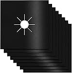 Stove Burner Covers,0.3 MM Double Thickness,8 Pack,Gas Stove Burner Liners,Non-stick Reusable Gas Range Stove Top Covers for Kitchen,Cuttable,Easy to Clean,Black,Size 10.6” x 10.6”