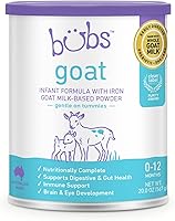 Vista 1 de Bubs Fórmula de leche entera de cabra con hierro, polvo a base de leche de cabra, para bebés de 0 a 12 meses, hecha con leche de cabra sin OMG, 20