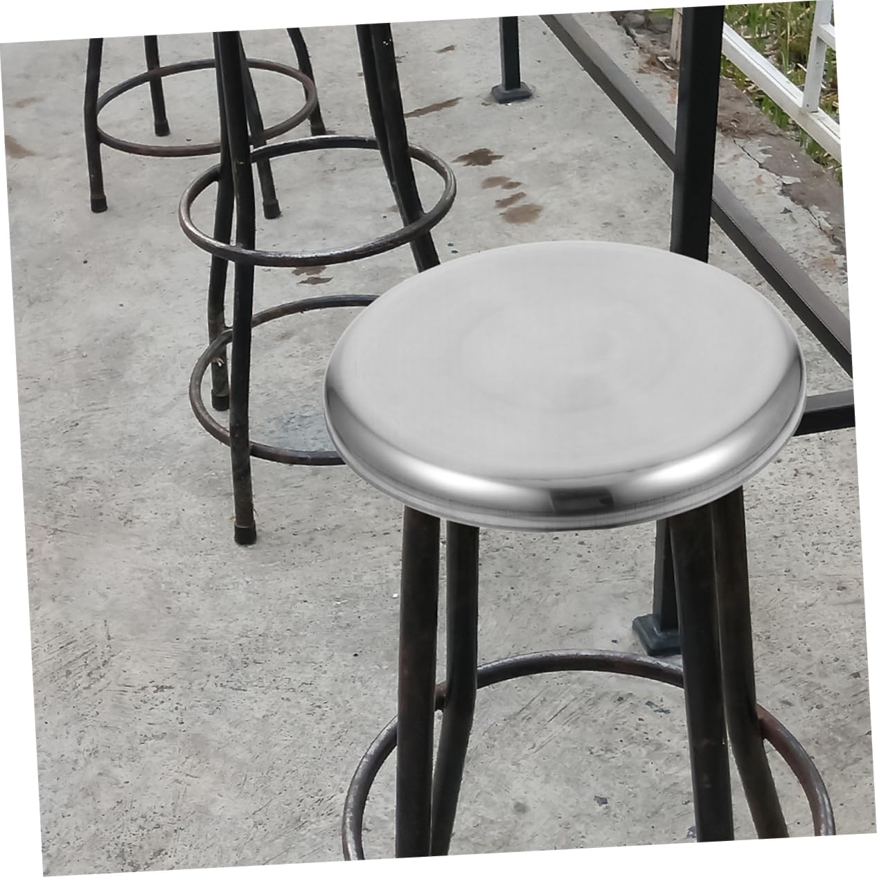 Mobestech Stainless Steel Round Stool Seat Thick Foam Cushion Cover for Dining Hall and Bar Stools Sturdy and Easy to Clean