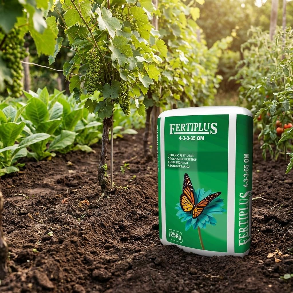 Suinga Abono Orgánico Peletizado Fertilizante Fertiplus de 25Kg | Abono Granulado para Árboles | Usado en Cultivos como Tabaco, Tomate, Hortalizas, Frutales, Uva, Viñedos o Jardinería