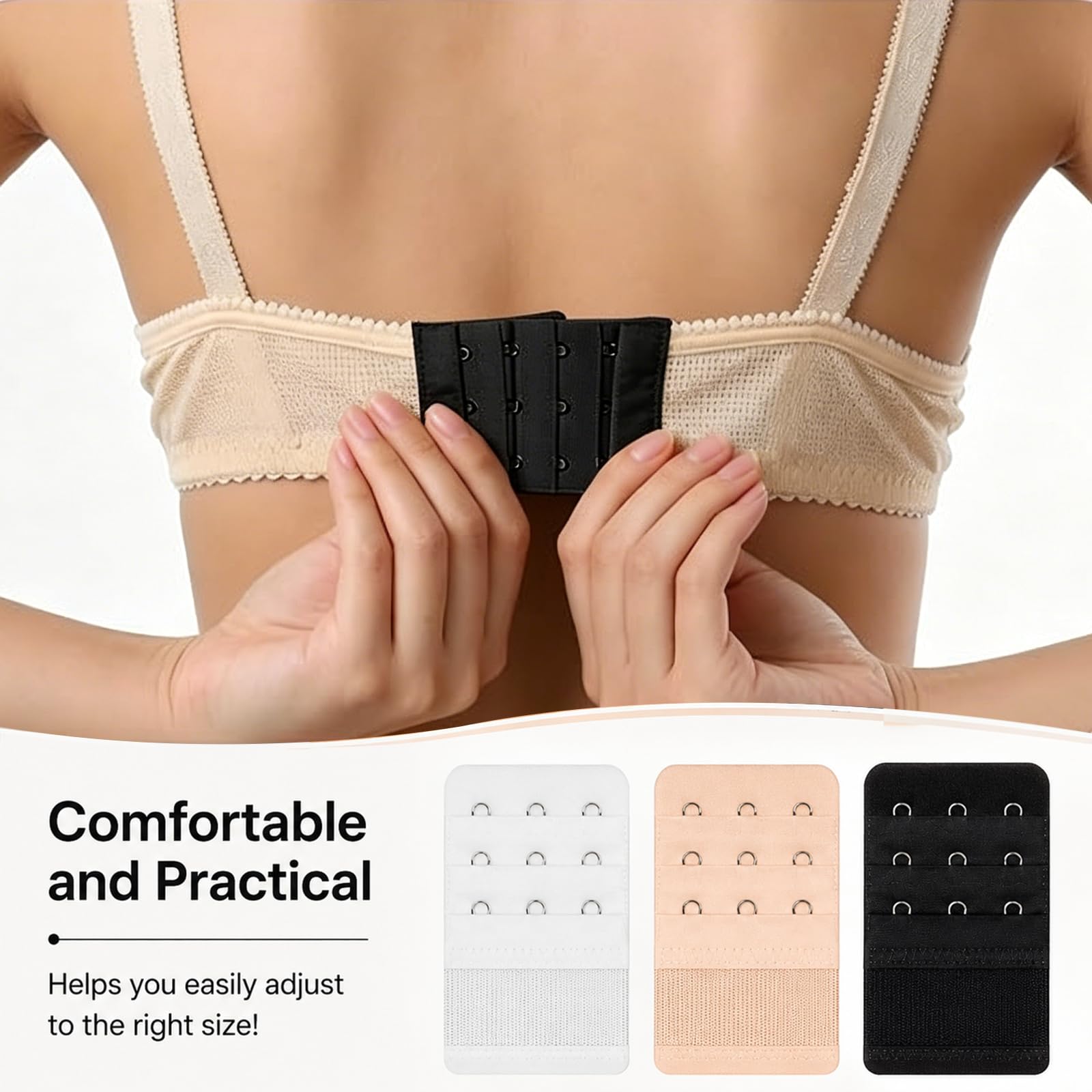 12 Stück BH Verlängerung Set 3 Reihen mit 2 Haken 3 Haken 4 Haken Bra Extender weich bequem dehnbar elastischer BH Verschluss Verlängerung passend für Damen BH Unterwäsche