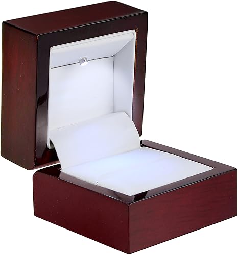 Miniatura 5 de Allure - Cajas de anillos de lujo con luz LED, elegante estuche de anillo de diamante en forma cuadrada, para propuestas únicas o bodas, pequeñas,