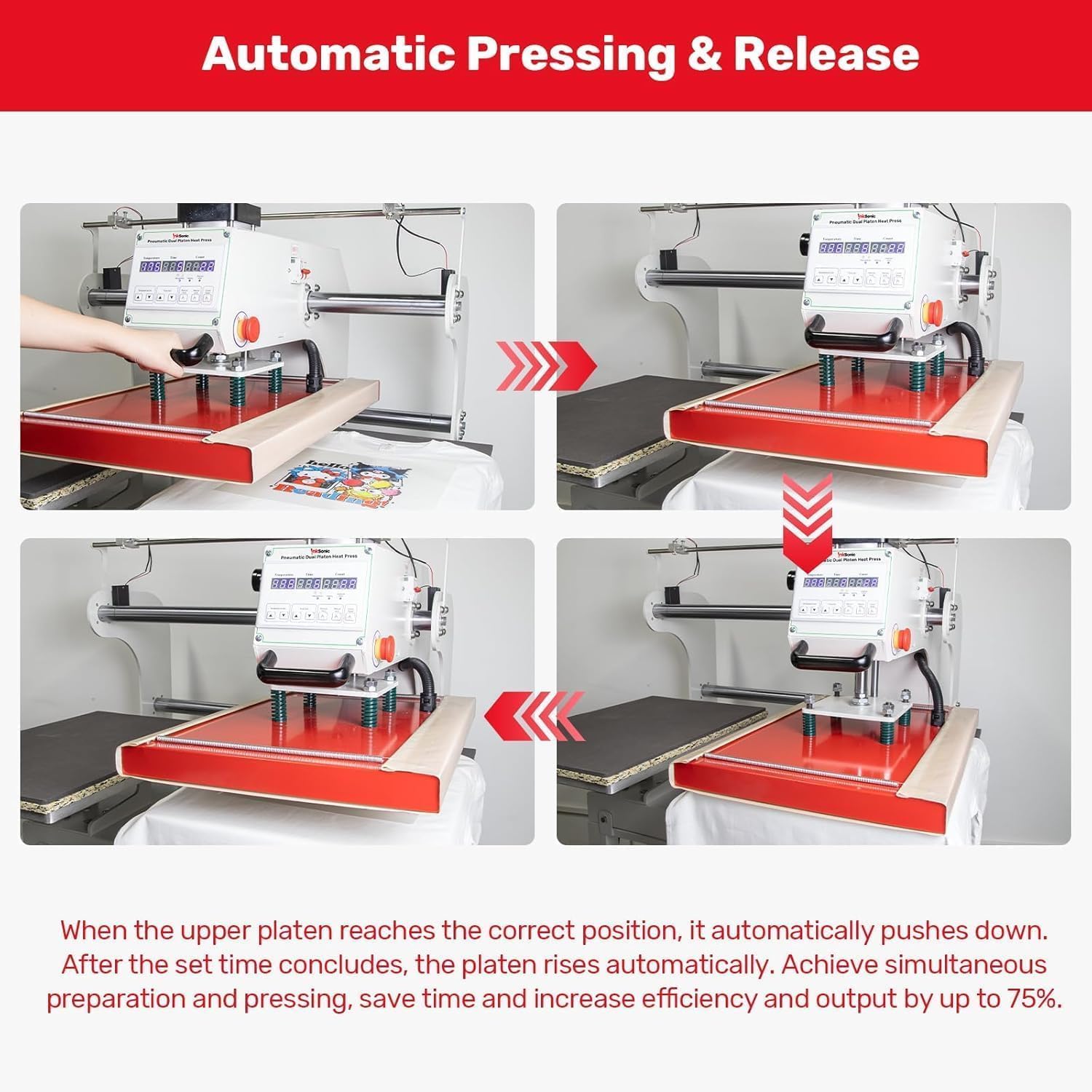 16x24 Inch Large Auto Pneumatic Dual Heat Press Machine, for DTF & Sublimation Transfer T-Shirt with Laser Positioning & Movable Stand,Sliding Side Commercial 40x60cm Heat Press