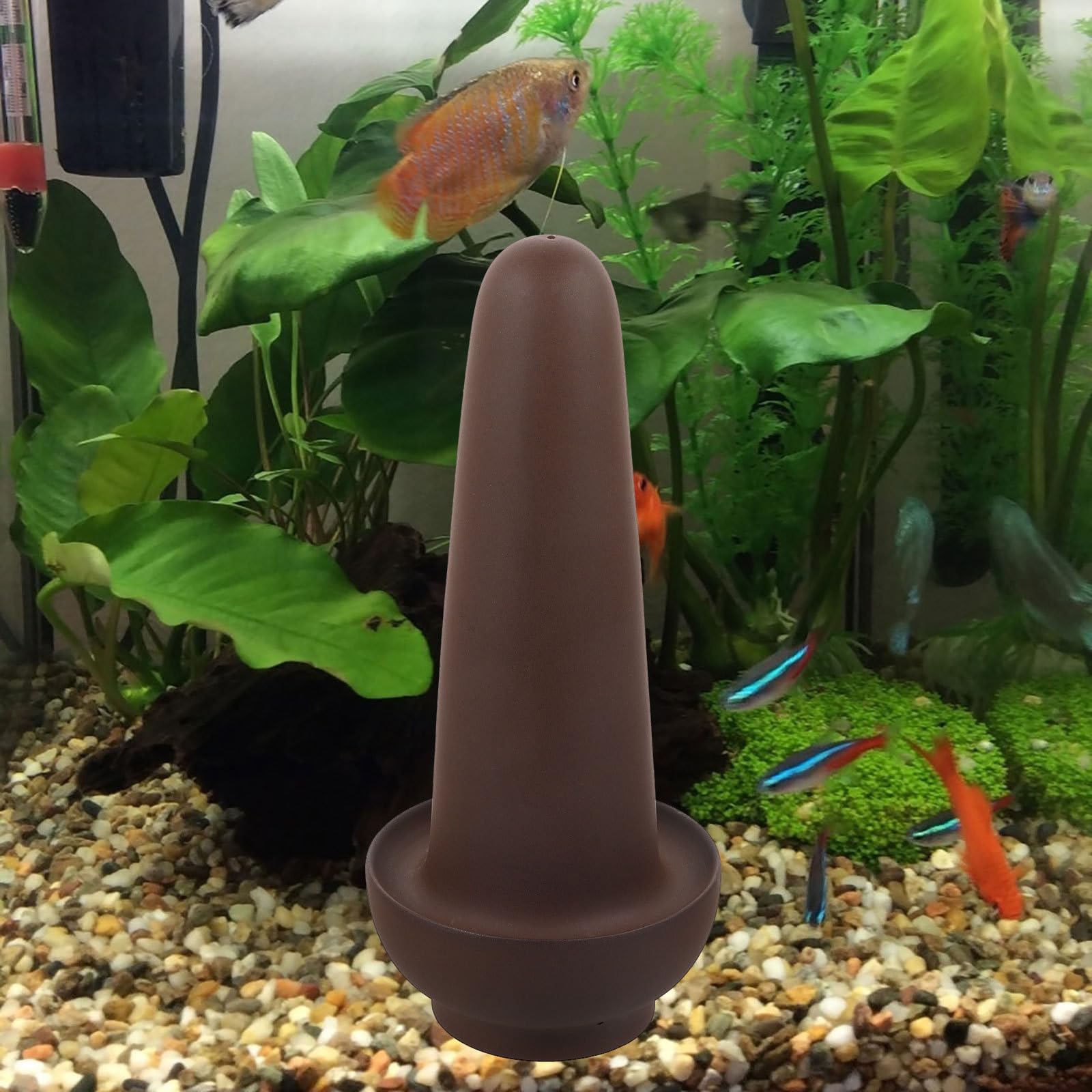 KALLORY Fischlaichkegel aus Rotem Steinzeug mit Schutzfunktion und Laichplatz für Angelfische und Garnelen im Aquarium Brauner Fischzuchttopf für Fischzucht und Aufzucht