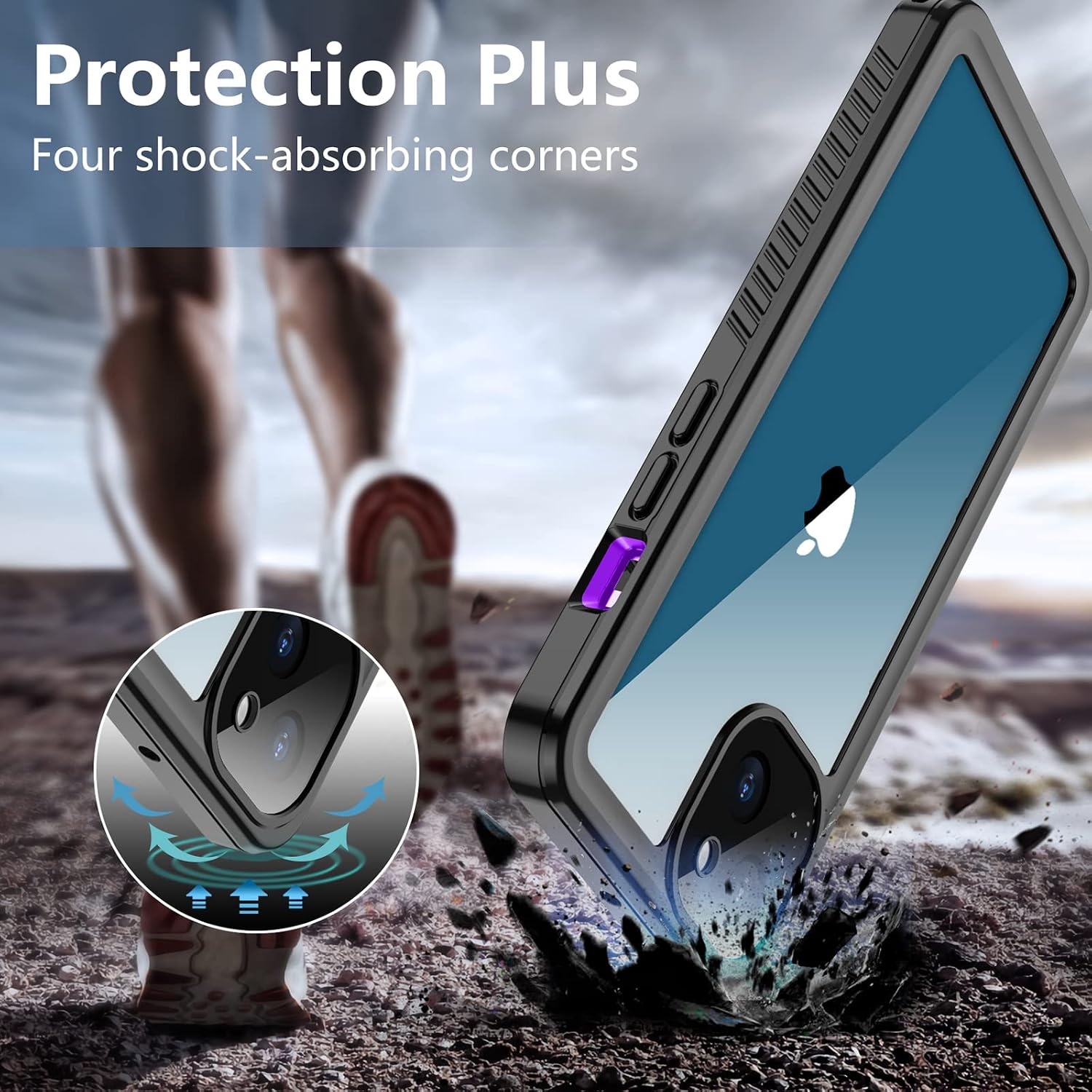 SPIDERCASE Designed for iPhone 13 Mini Case, Waterproof Built-in Screen Protector, Shockproof Full Body Cover Rugged Case for iPhone 13 Mini 5.4”, Purple/Clear