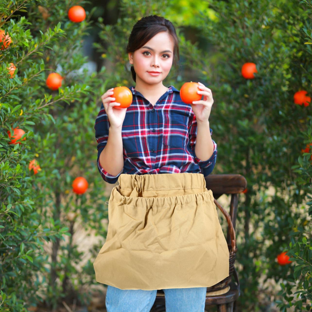 Totority Fruit Picking Bag Large Storage Waxed Canvas Jute Gardening Multi-functional Outdoor Tool Bag image 4