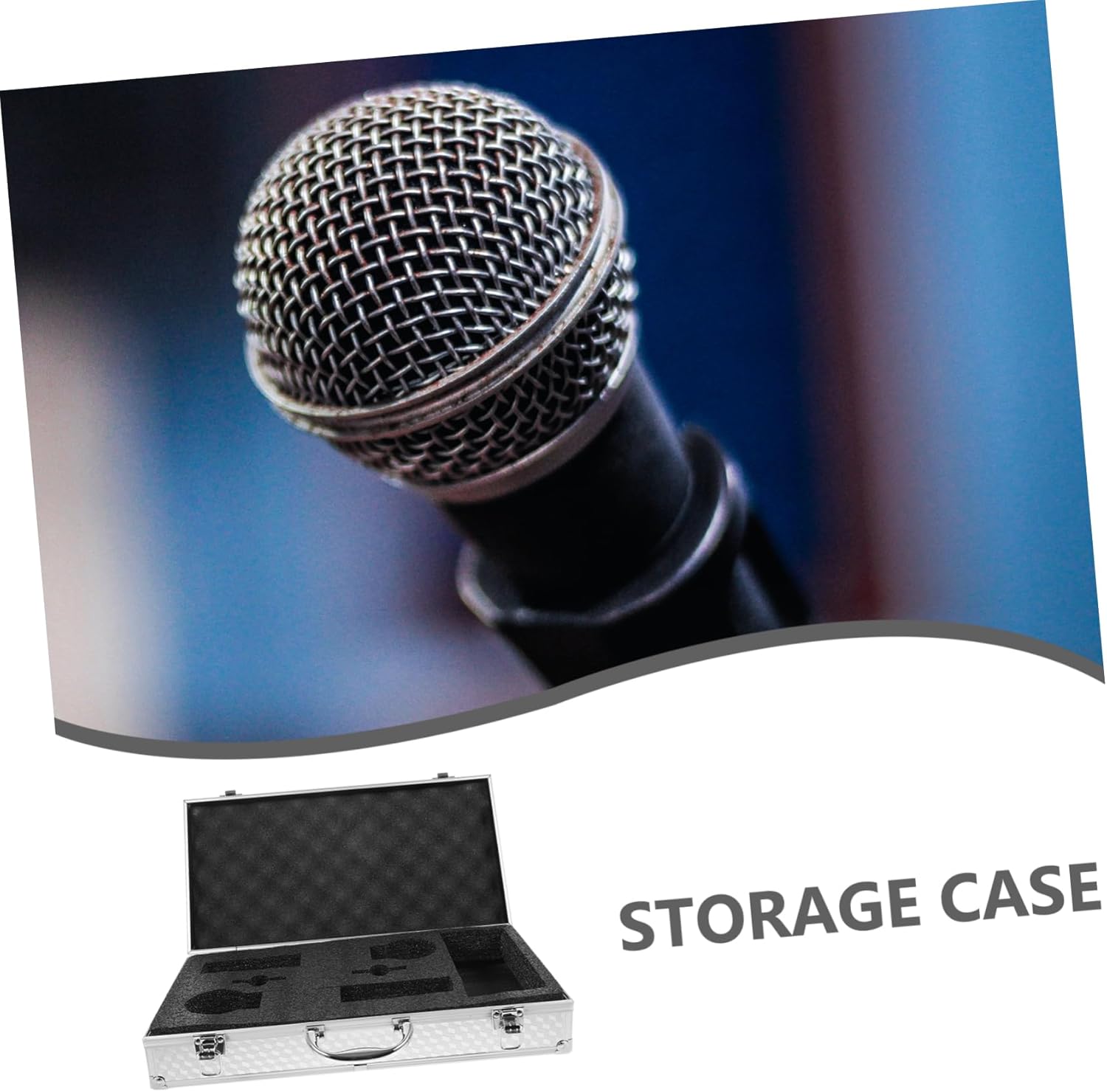 BESTonZON Wireless Microphone Case with Hard Aluminum Shell Lightweight Portable Storage for Handheld Mics Ktv and Karaoke Transport