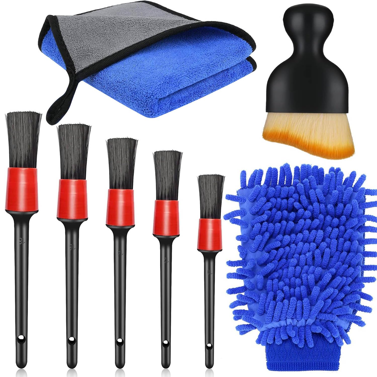 Xemnys Auto Detailing Pinsel, 8 Stück Auto Innenraum Reinige