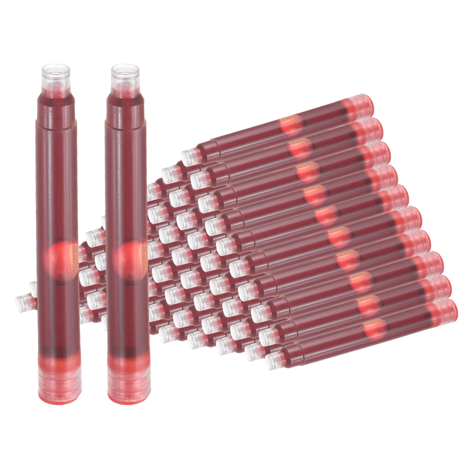 PATIKIL Fountain Pen Ink Cartridges 2.6mm Bore Diameter Red Ink 60Pcs