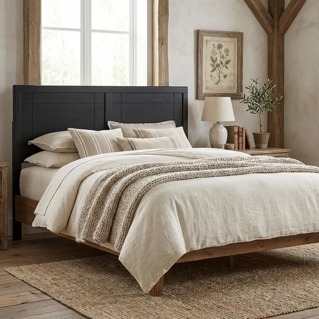 Wood Full Headboard Classic Solid Wood Construction, Durable Finish, Stylish Bedroom Accent, Easy Installation, Single Piece Design
