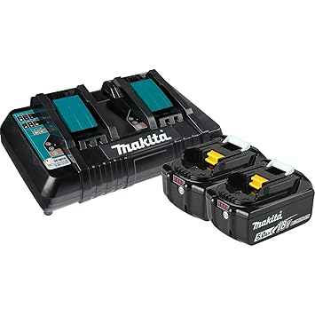Makita BL1850B2DC2 5.0 Ah 18V LXT Lithium-Ion Battery and Dual Port Charger Starter Pack
