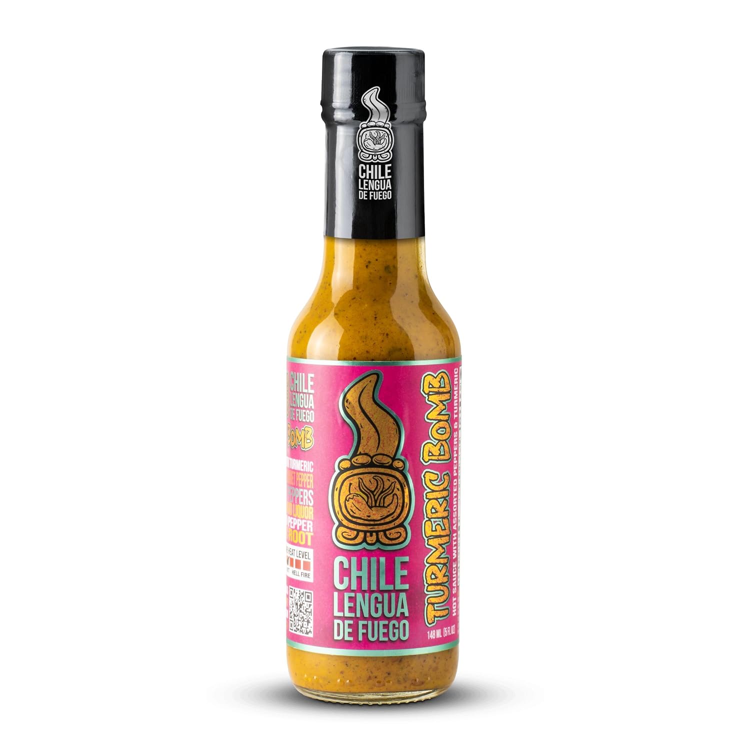 Chile Lengua de Fuego Turmeric Bomb – Golden Turmeric & Scotch Bonnet Hot Sauce, Earthy & Bold, Small Batch, 5 oz Bottle (Pack of 1)