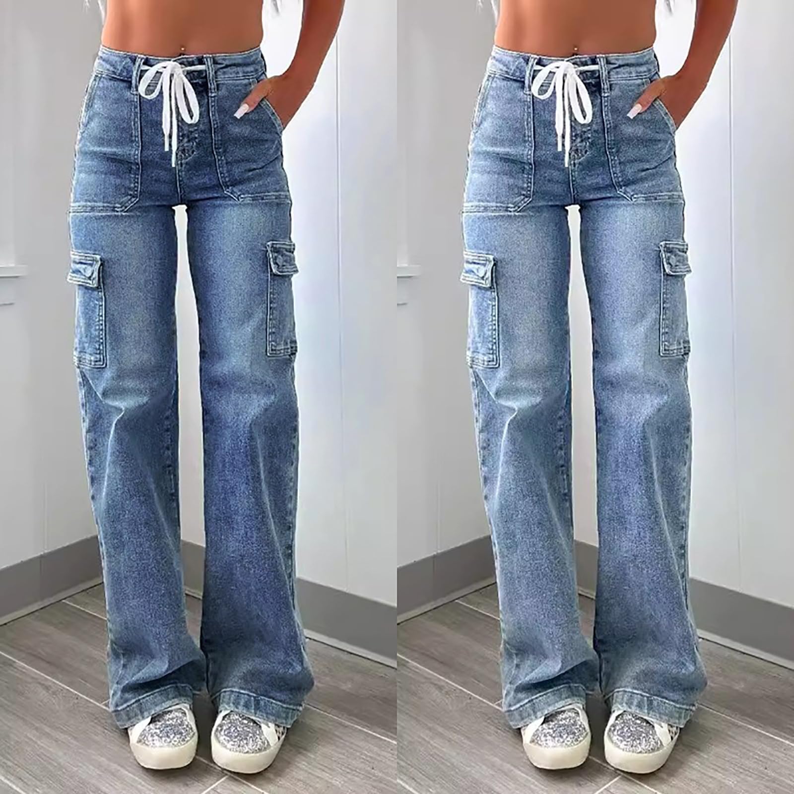 Damskie jeansy z wysokim stanem, rozciągliwe, jeansy ze zniszczonym luźnym krojem, jeansy Boyfriend, jeansy Streetwear