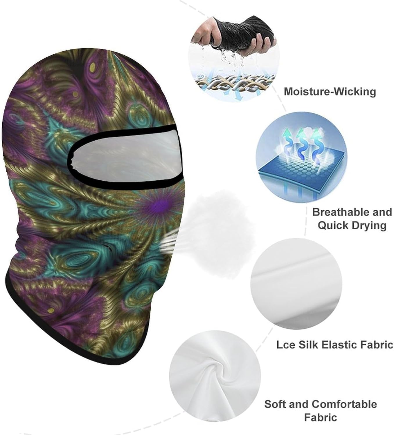 Balaclava Face Mask for Men Women Sun Protection Full Face Cover | Breathable Fractal Art Full Face Mask Windproof Ski Mask Motorcycle Helmet Lining for Outdoor Sport Cycling