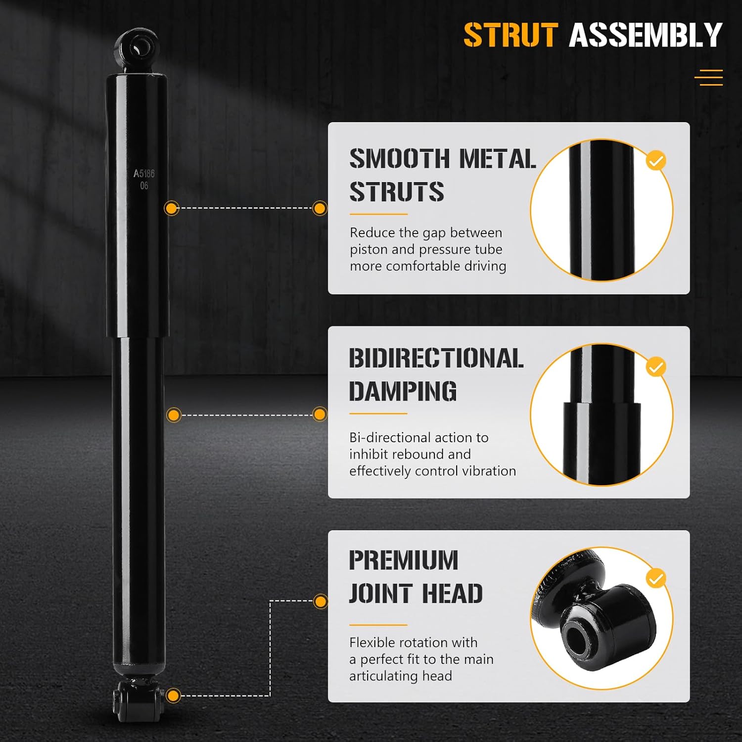 Youxmoto Rear Left & Right Complete Struts Shocks Absorber Set for Chevy Equinox 2005-2017, for Saturn Vue 2002-2010, for GMC Terrain 2010-2017, for Suzuki XL-7 2007-2009, 343433