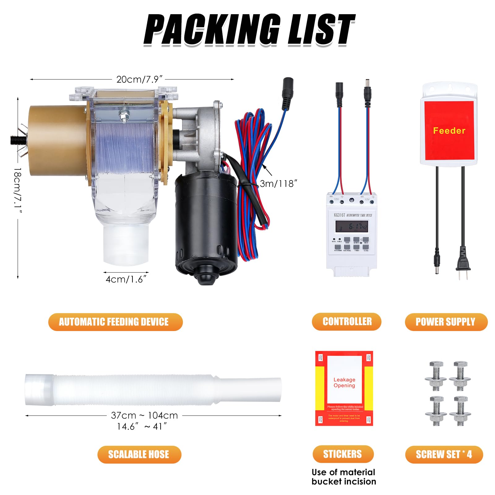 Comedero automático de pollo con temporizador, 16 grupos de comederos de aves de corral cronometrados y cuantitativos, kit dispensador de alimentos por gravedad automática para pollo, gallo,